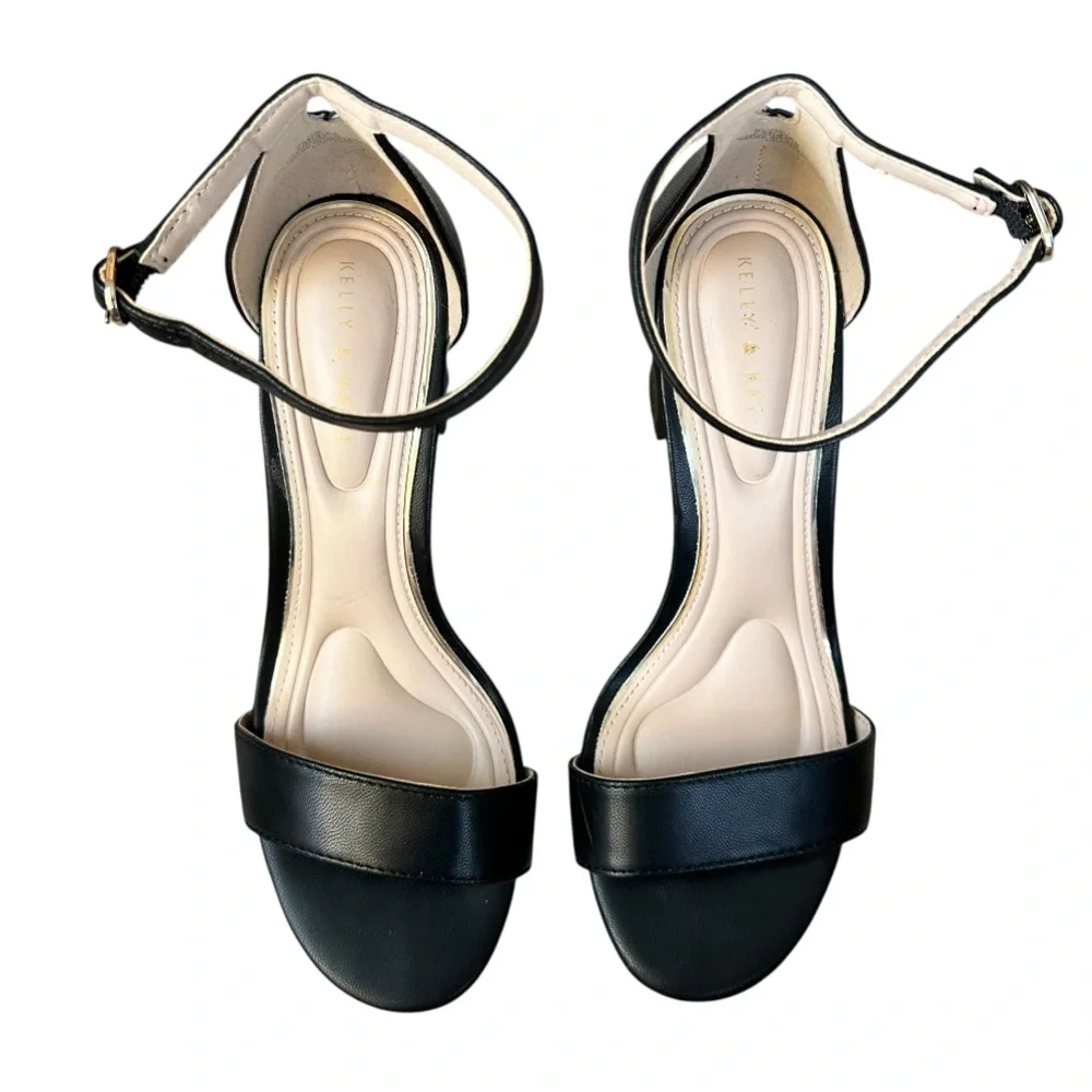 KELLY & KATIE Women’s‎ Black ‘Hailee’ Block Heel Sandals Ankle Strap Size 7